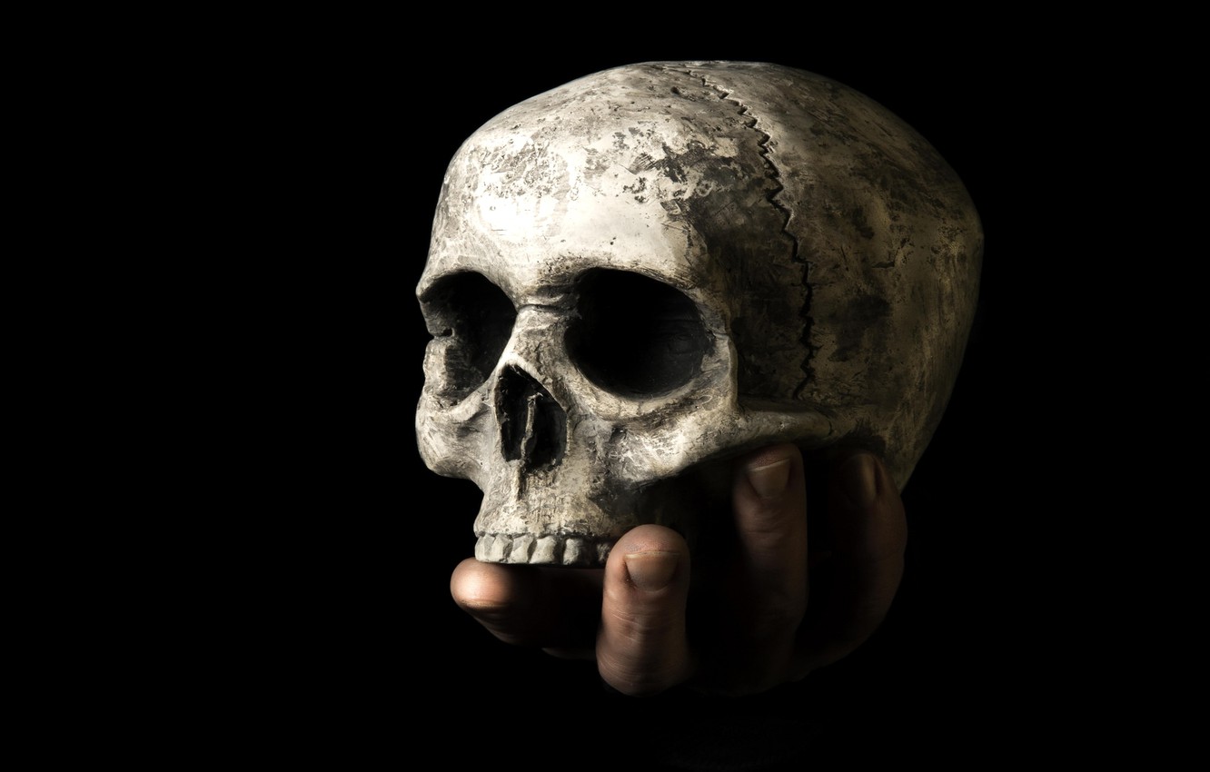 Photo Wallpaper Death, Skull, Hand - Skull In Hand - HD Wallpaper 