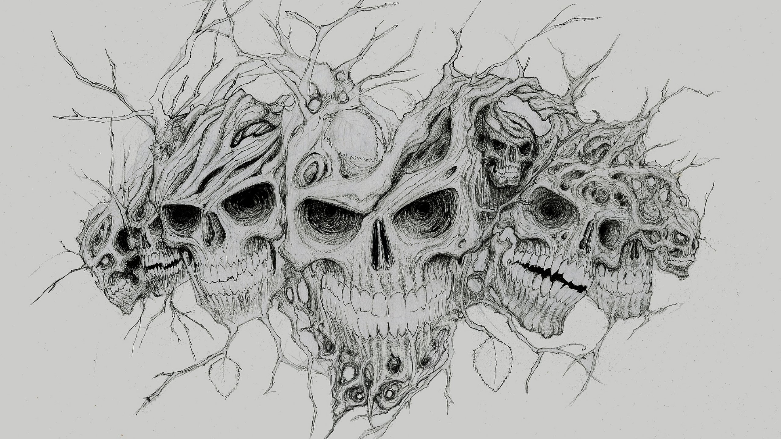 Dark Skull Evil Horror Skulls Art Artwork Skeleton - Skulls Artwork - HD Wallpaper 
