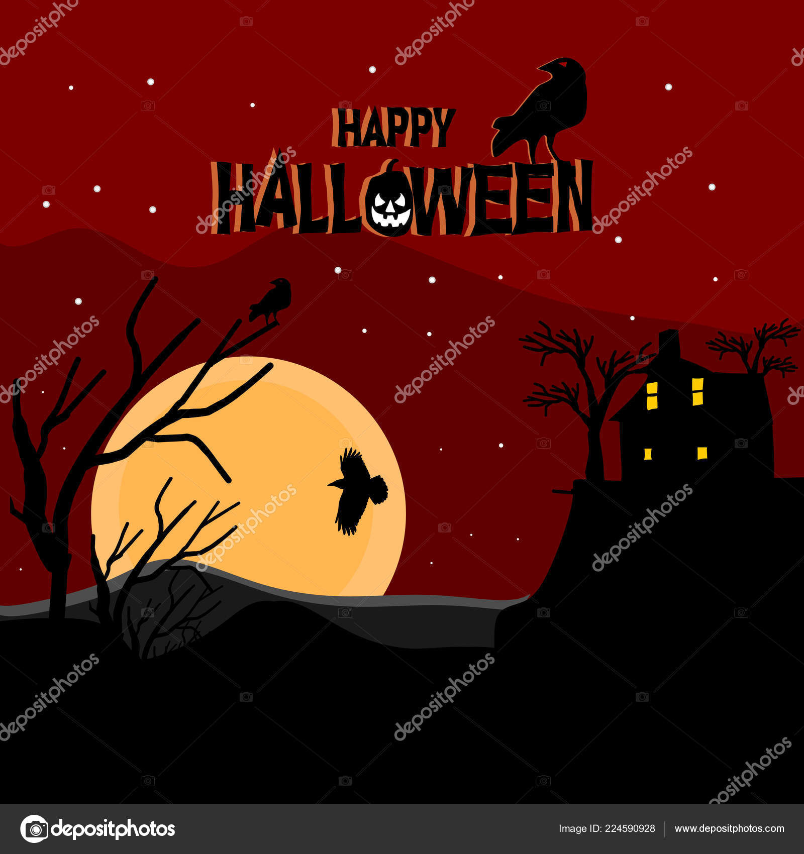 Haunted Happy Halloween Scary - HD Wallpaper 