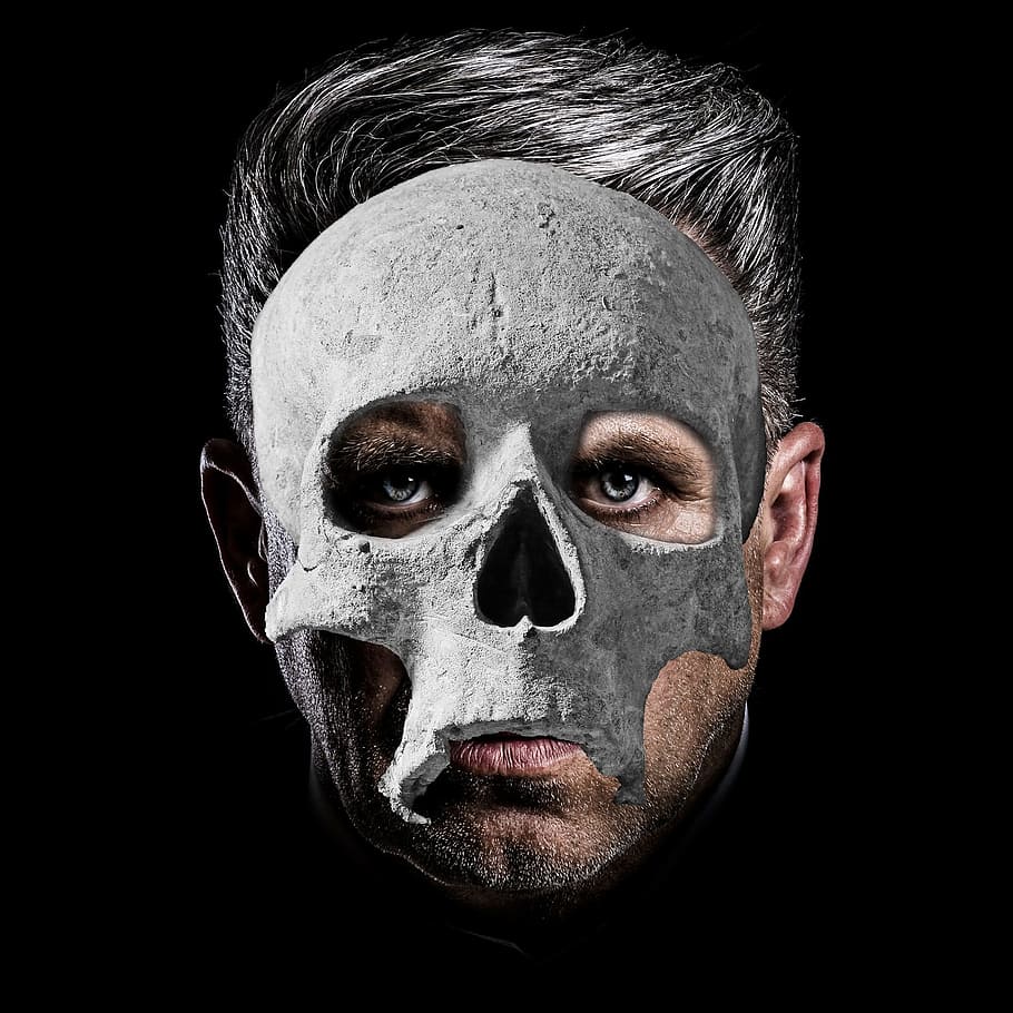 Skull, Portrait, Mask, Halloween, Phantom, Death, Spooky, - Portrait Skull Mask - HD Wallpaper 