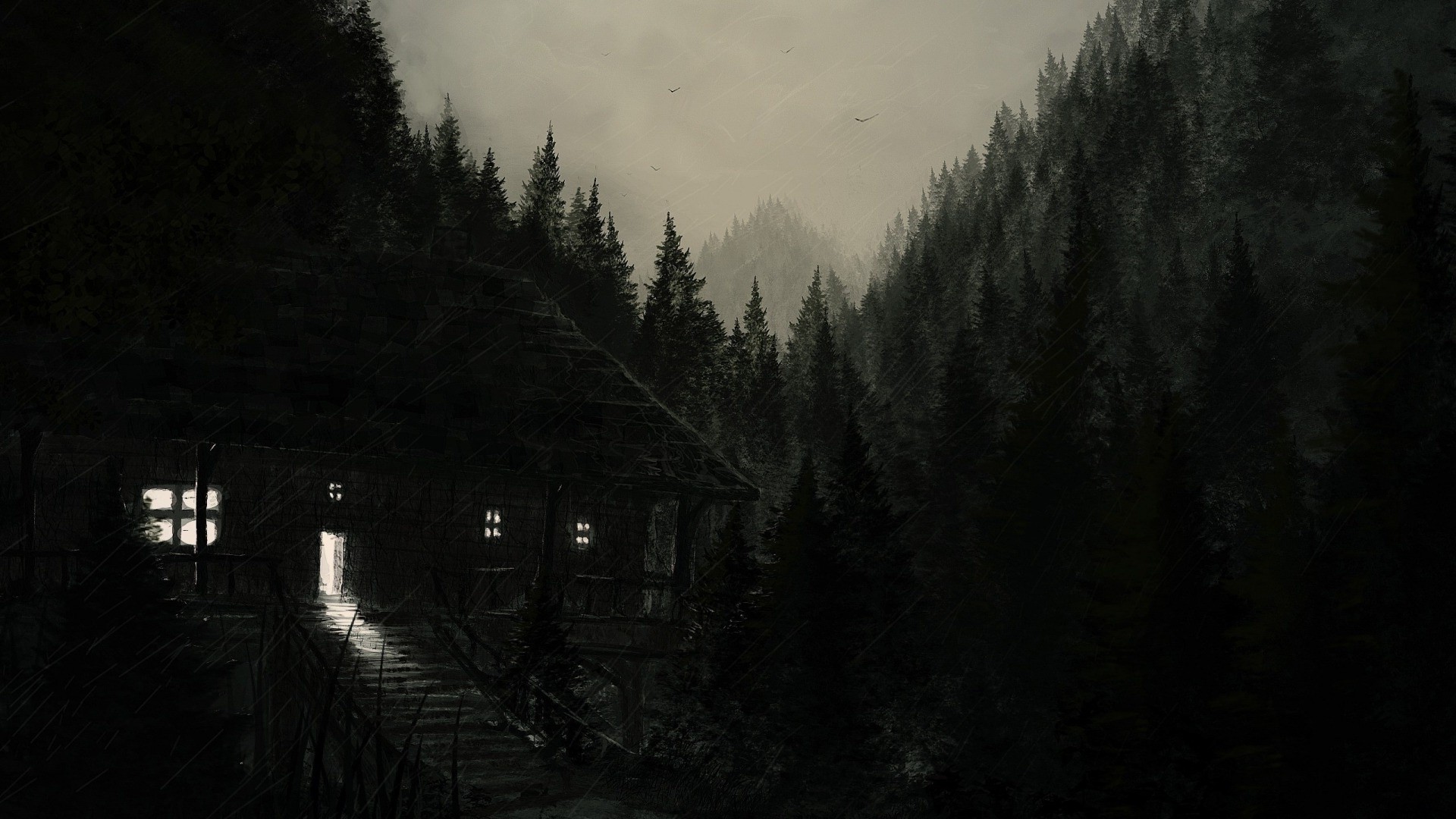 House Alone In Dark - HD Wallpaper 