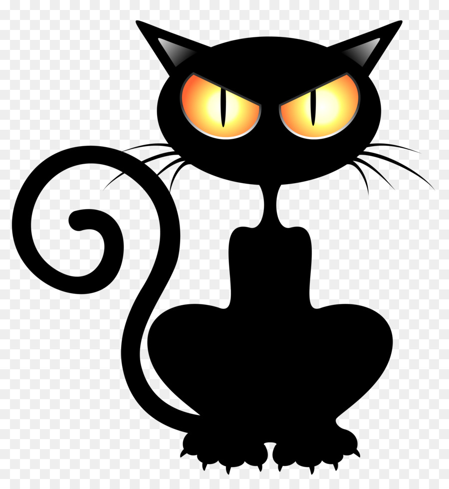 Black Cat Kitten Halloween Clip Art - Black Cat Halloween Clipart - HD Wallpaper 