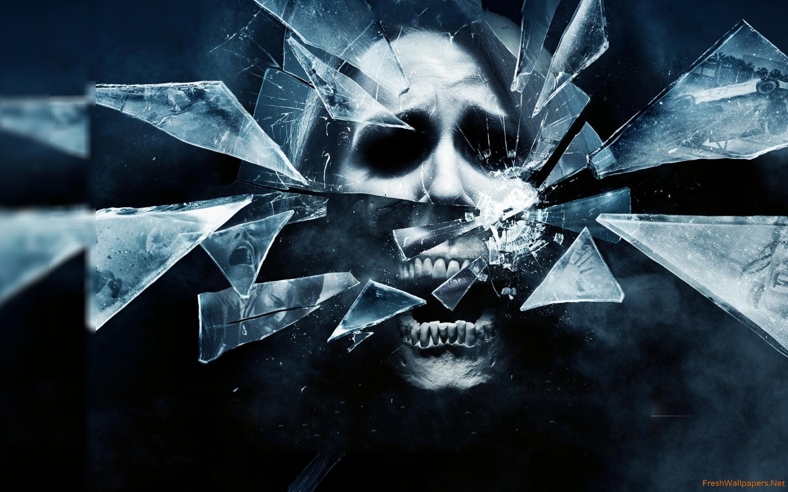 Broken Glass With Skull - HD Wallpaper 