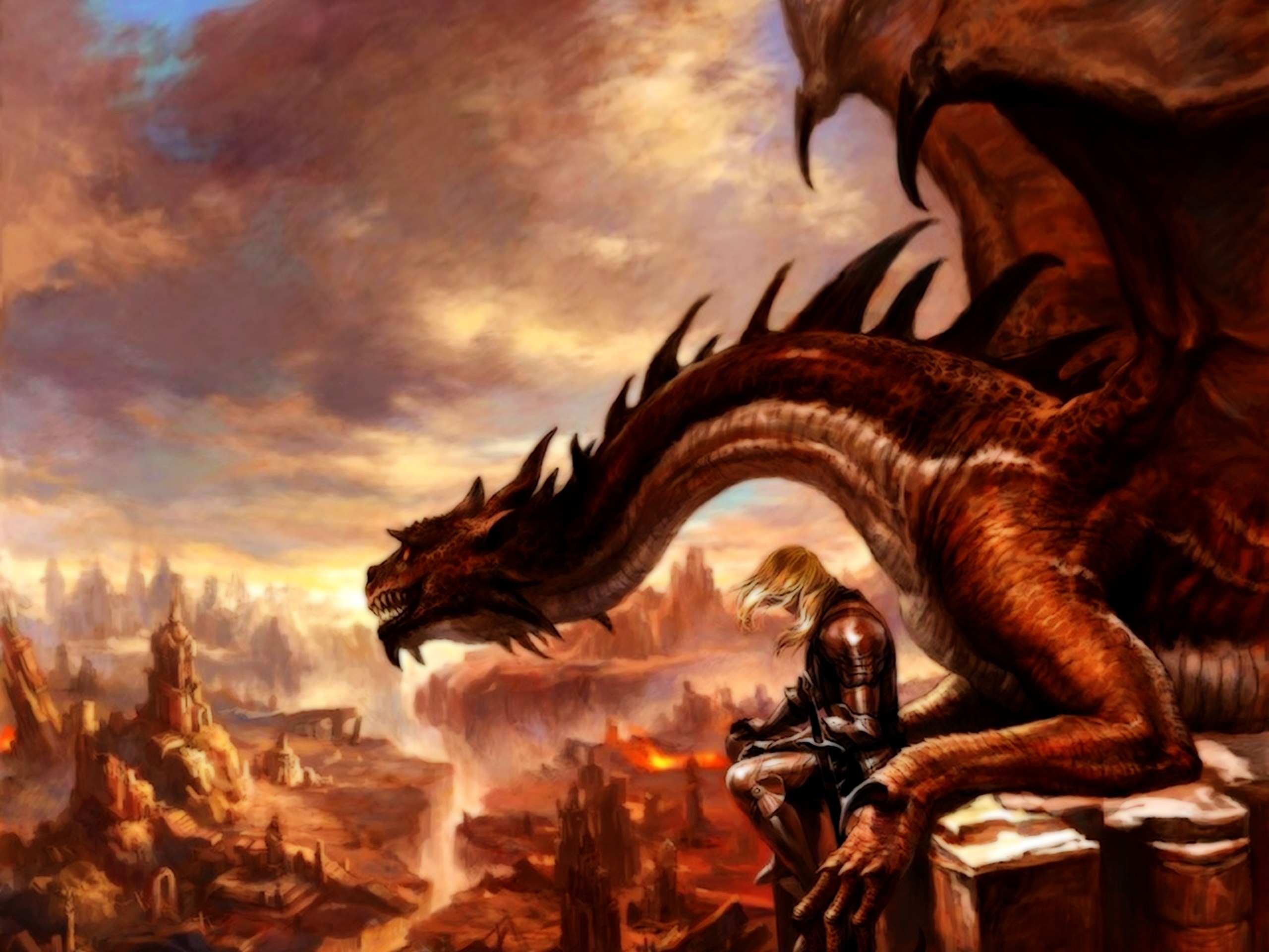 Fantasy Dragon With Human - HD Wallpaper 