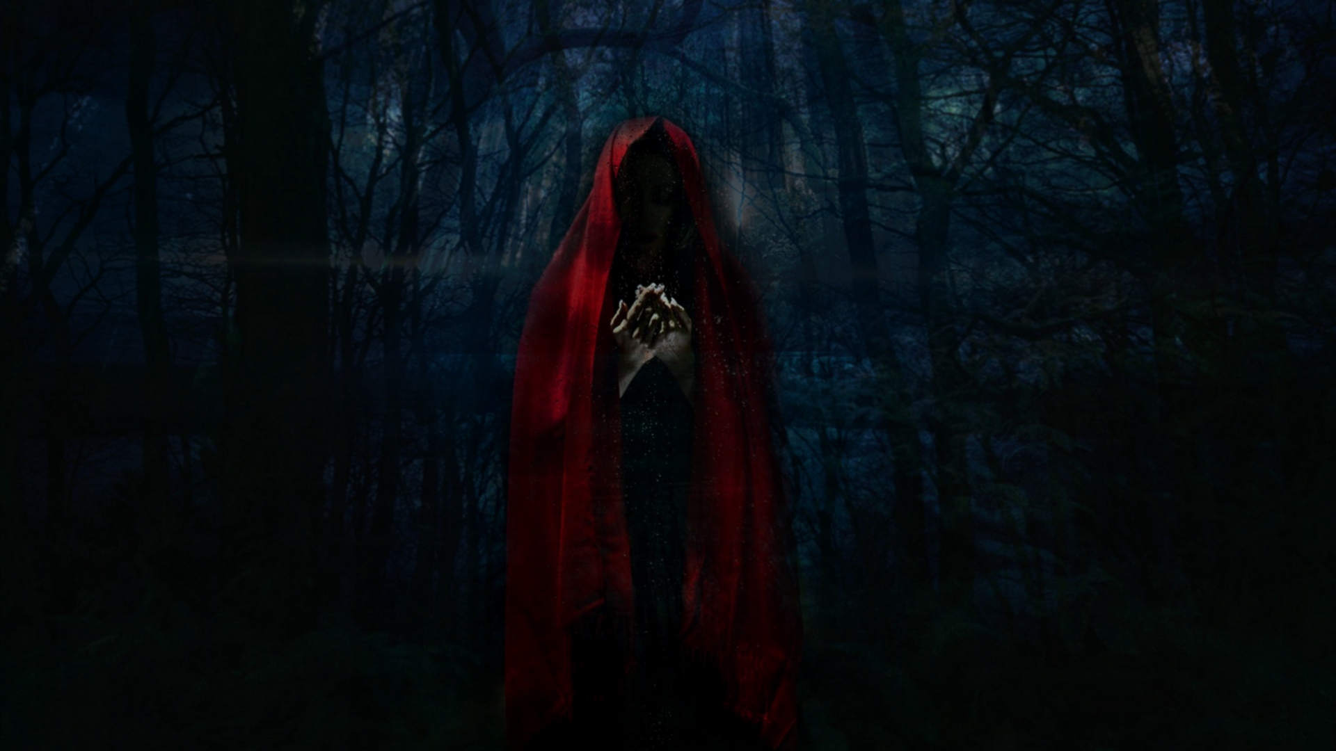 Wallpaper Woman, Mantle, Creepy, Gloomy, Forest - Darkness - HD Wallpaper 