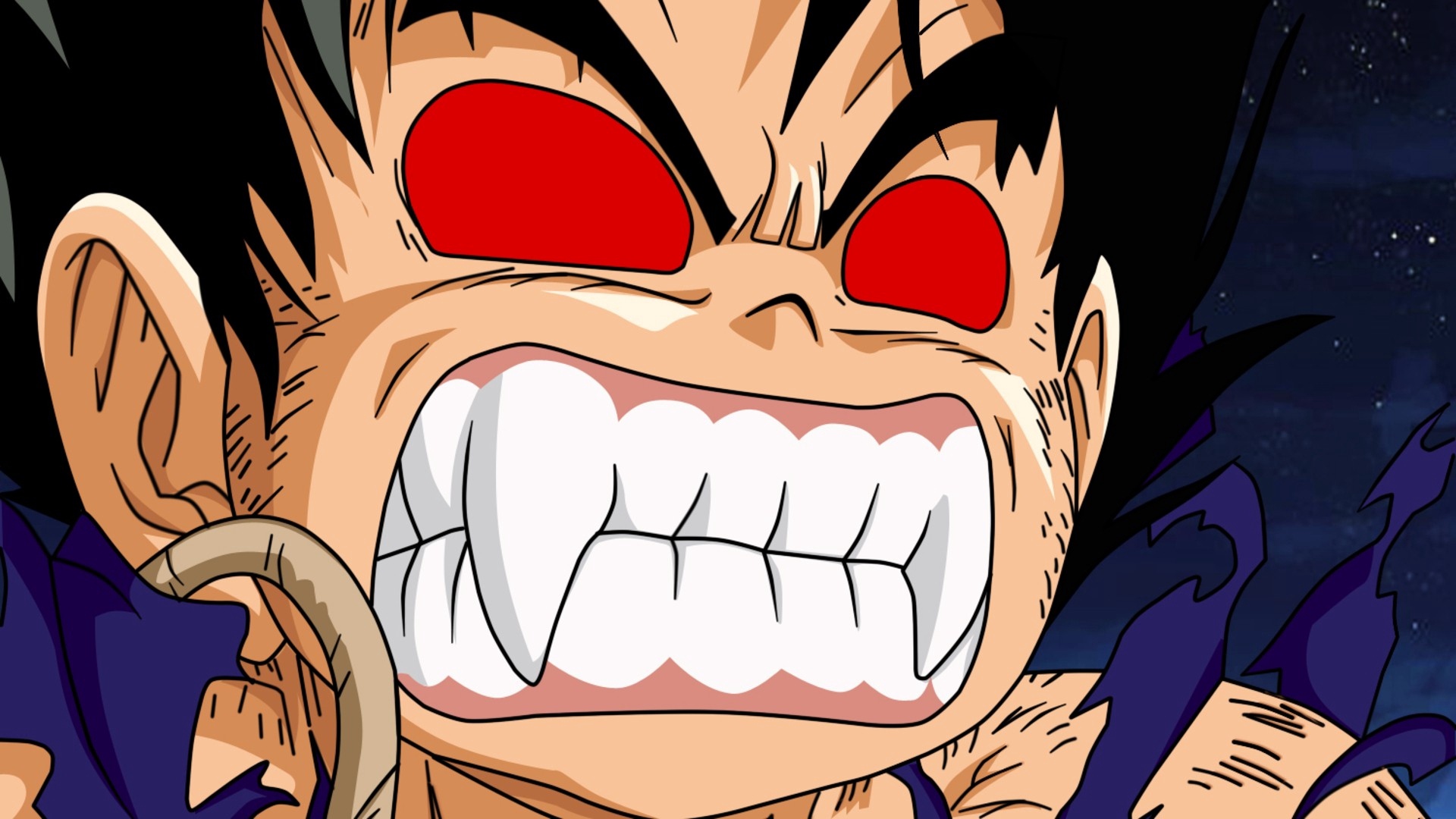 Wallpaper Anime, Boy, Horror, Jaws, Face - Goku Turning Into Ape - HD Wallpaper 