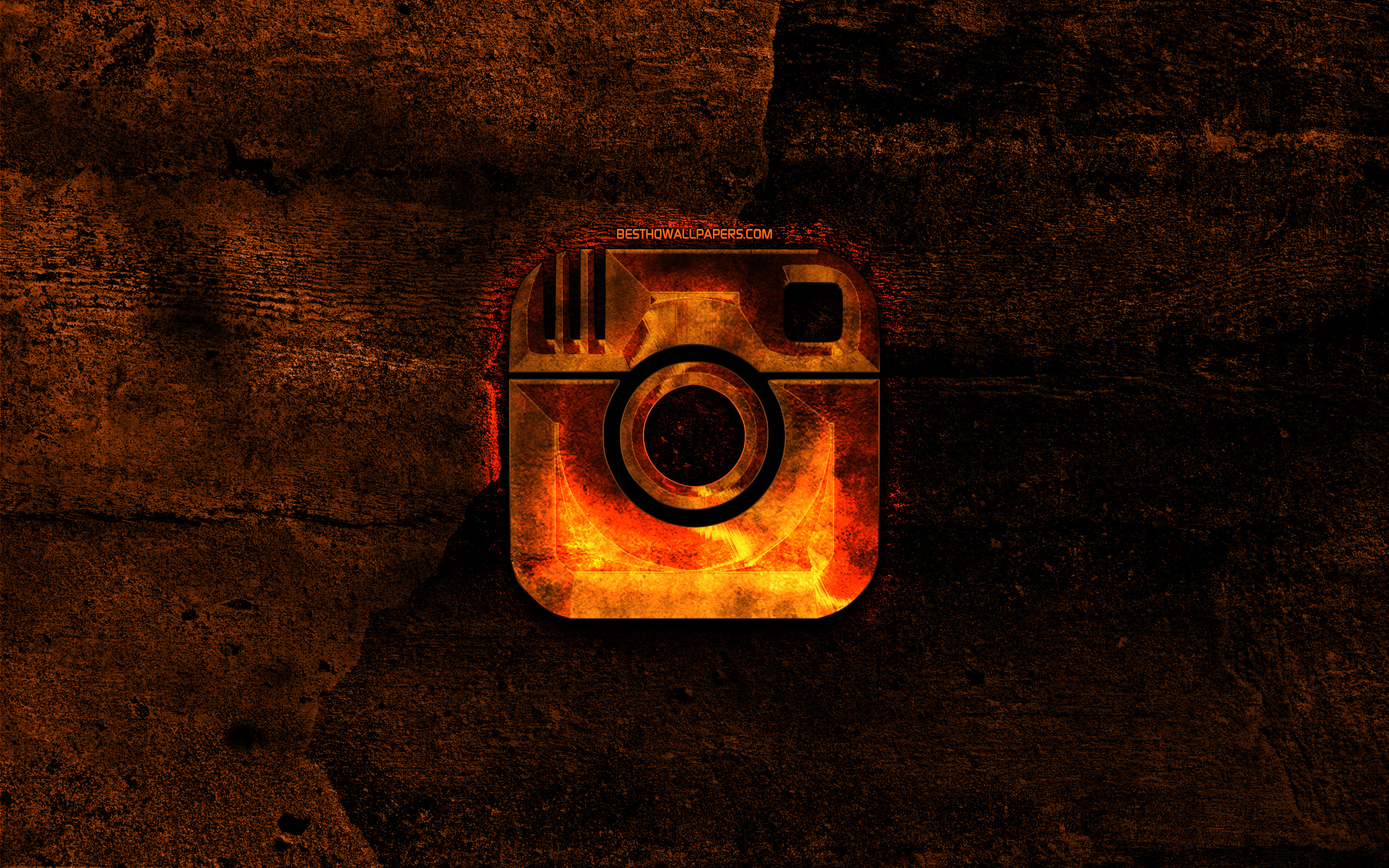 Instagram Fiery Logo, Orange Stone Background, Instagram, - Fundo Para Instagram Png - HD Wallpaper 