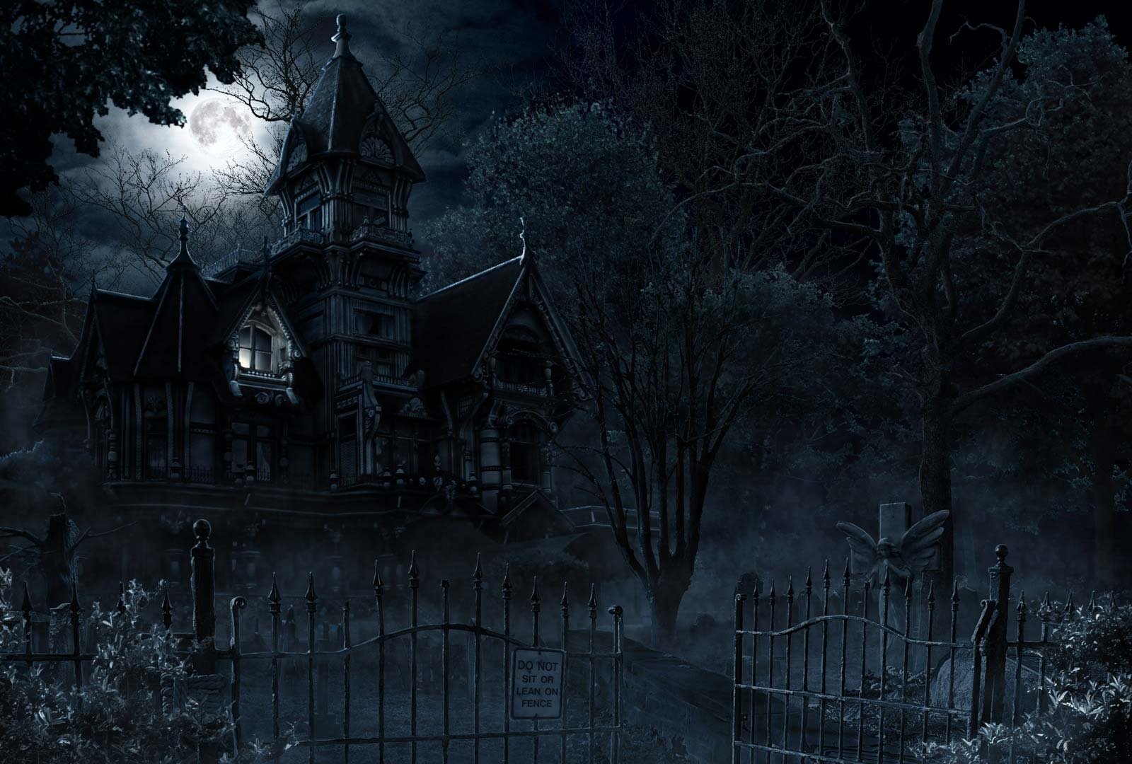 Full Moon Haunted House - HD Wallpaper 