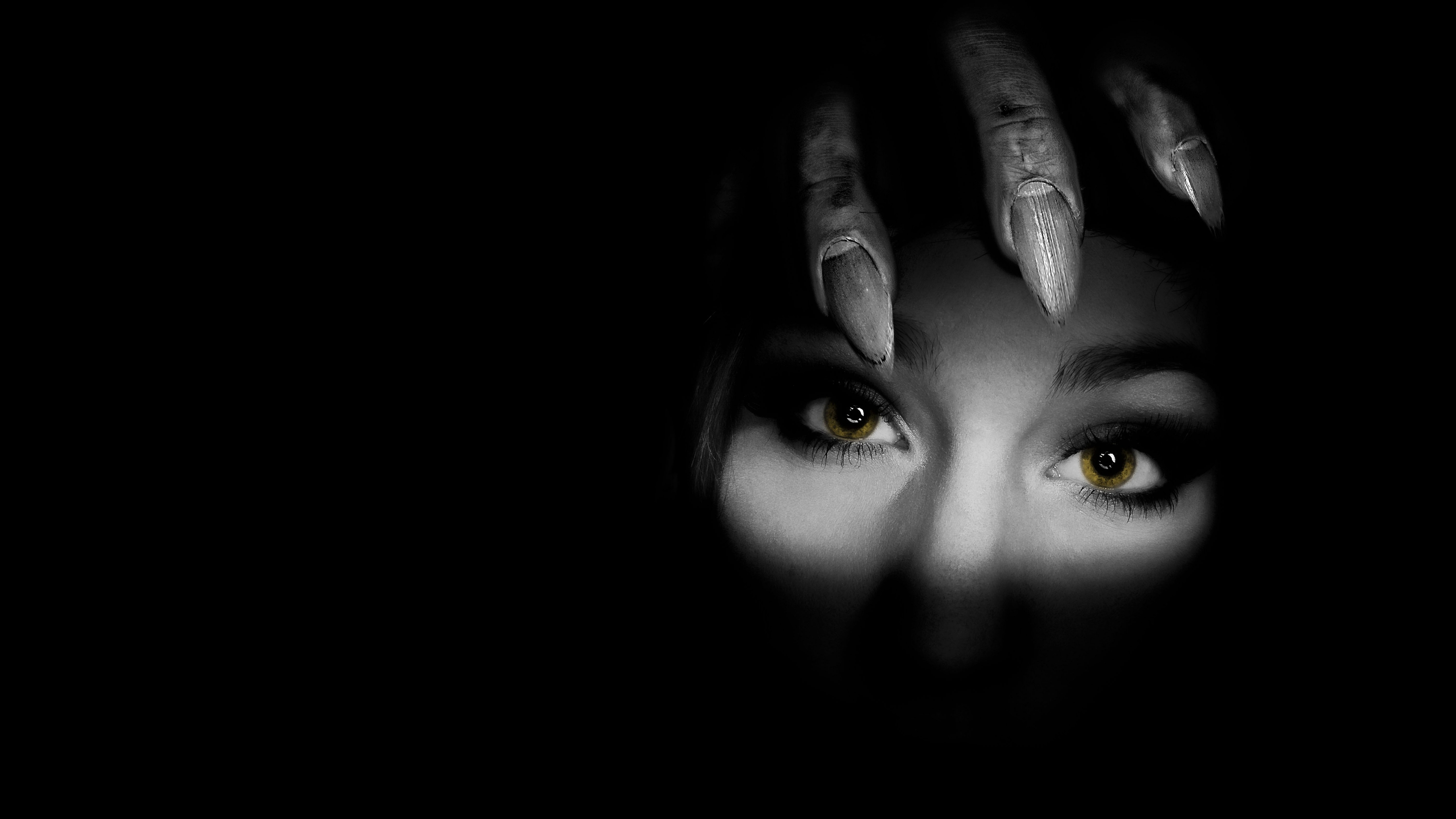 Scary Face Black Background - 5700x3206 Wallpaper 