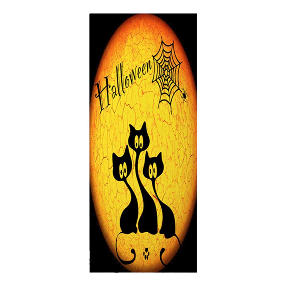 Vosarea Halloween Door Covers Black Cat Pattern 3d - Poster - HD Wallpaper 