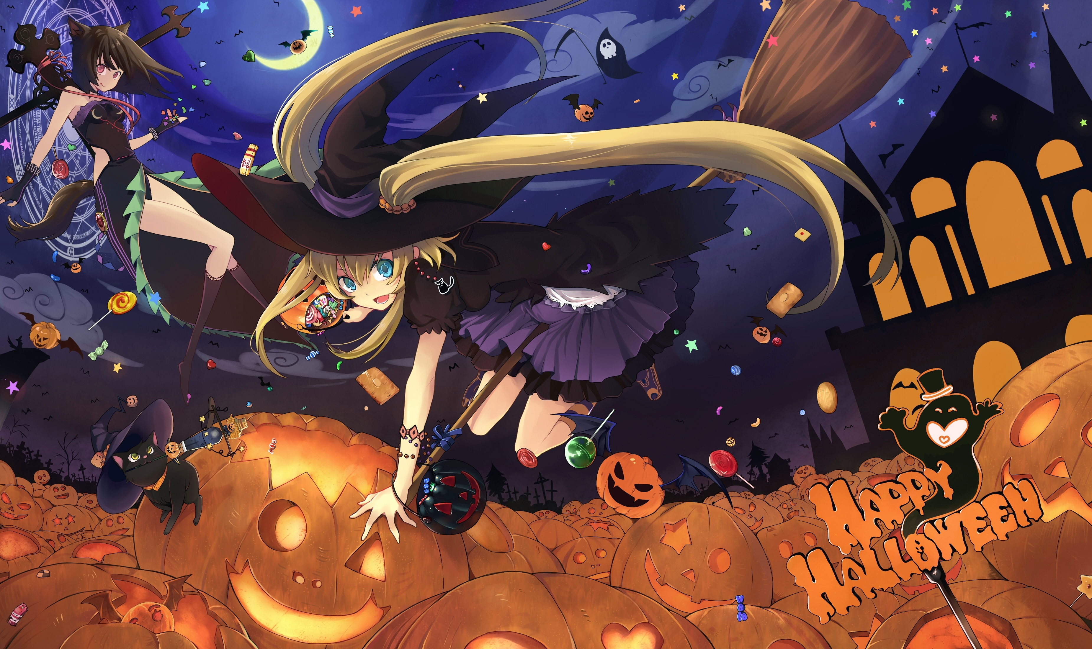 Happy Halloween Anime Art - HD Wallpaper 