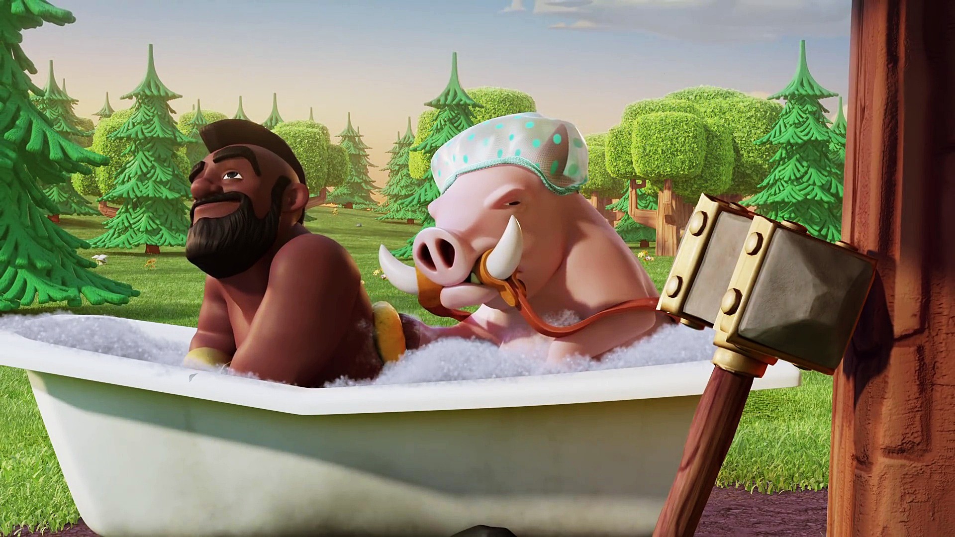 Clash Of Clans Best Friends Hd Wallpaper - Hog Rider Bath - HD Wallpaper 