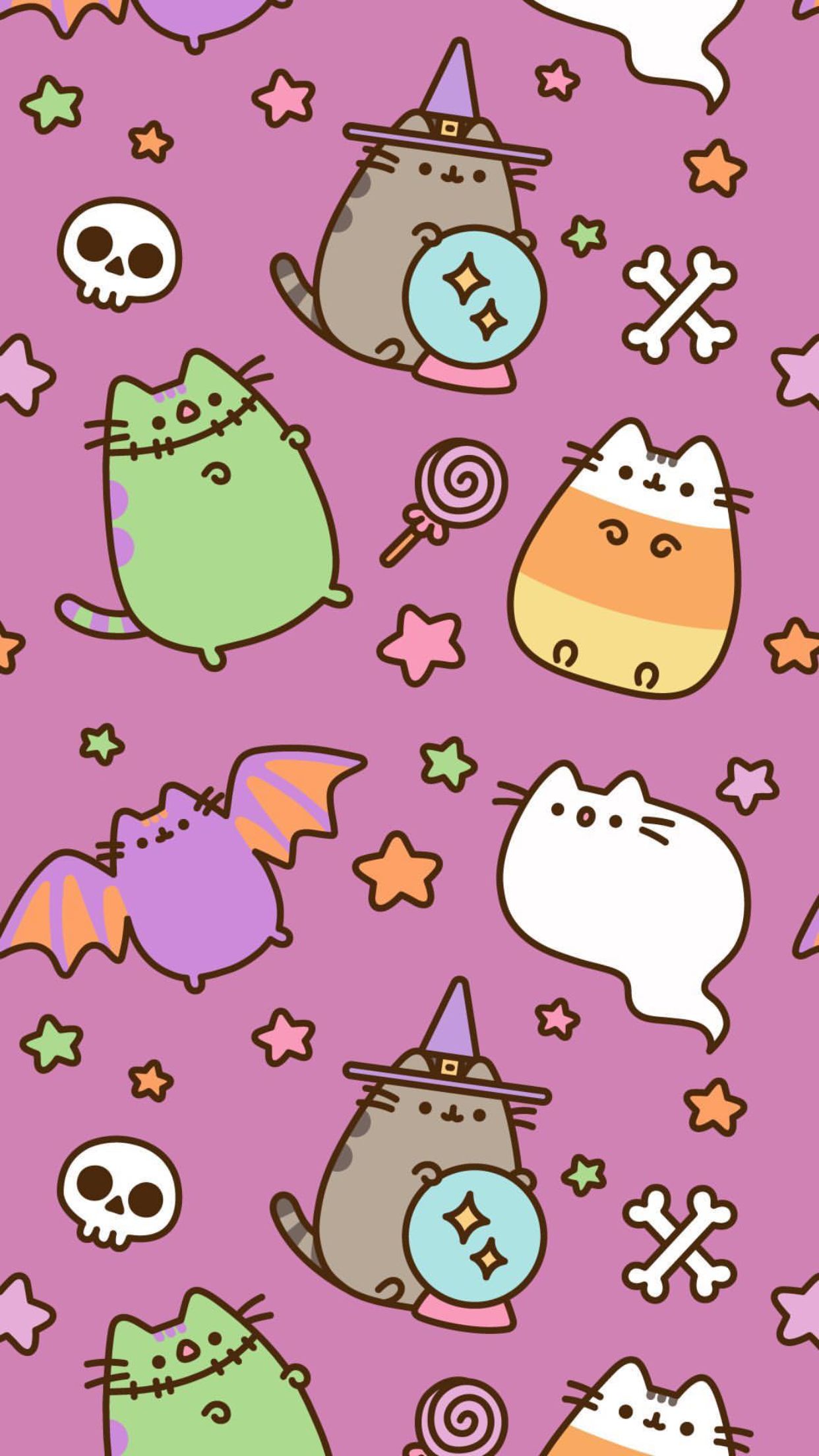 Pusheen Halloween Background - HD Wallpaper 