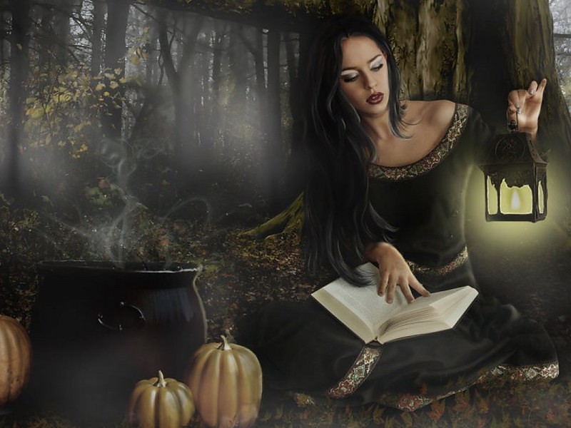 Witch Girl Halloween Wallpaper - Witch Halloween Desktop Backgrounds - HD Wallpaper 