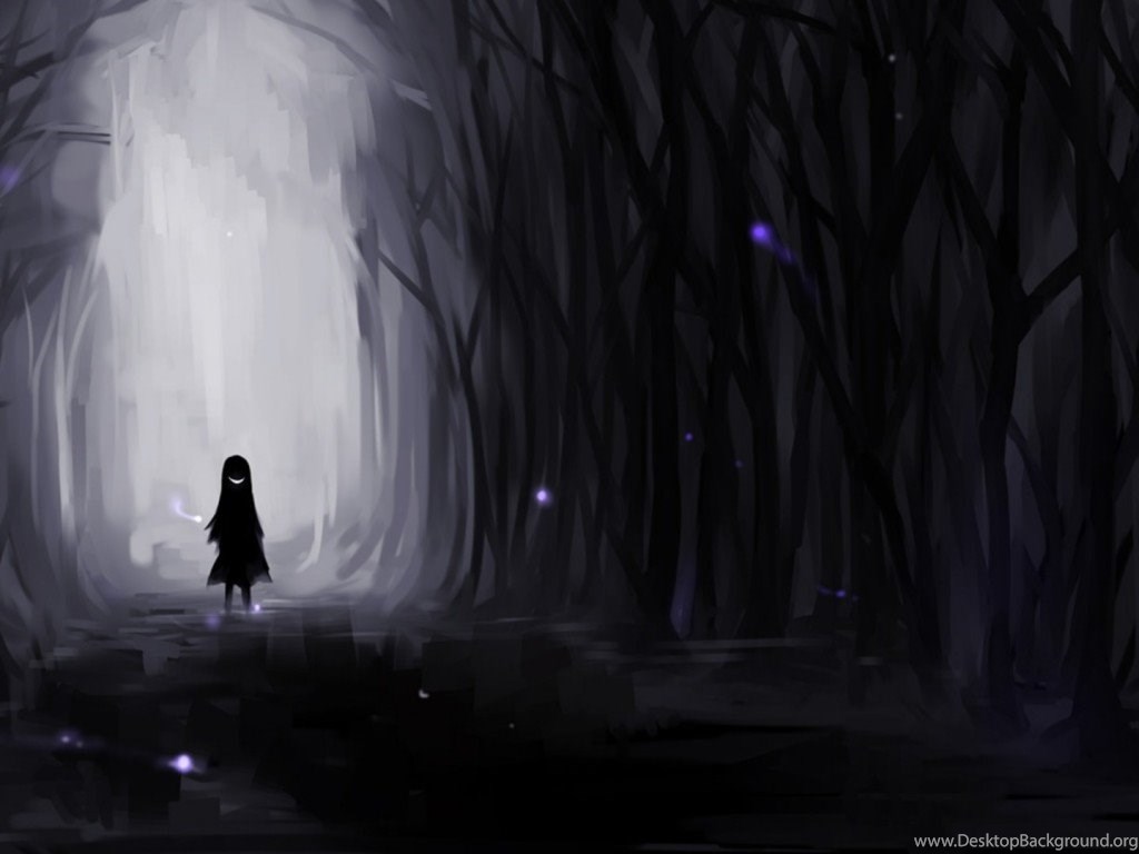 Dark Scary Forest Wallpaper - Anime Girl In Darkness - HD Wallpaper 