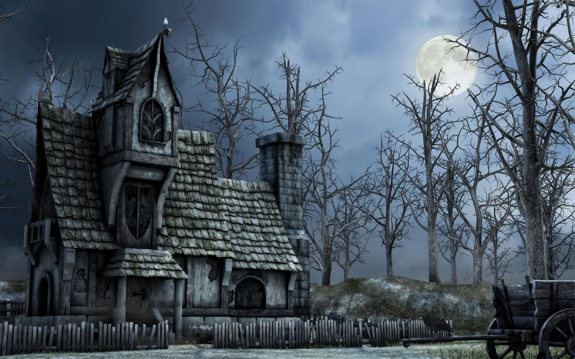 Fantasy Haunted House - HD Wallpaper 