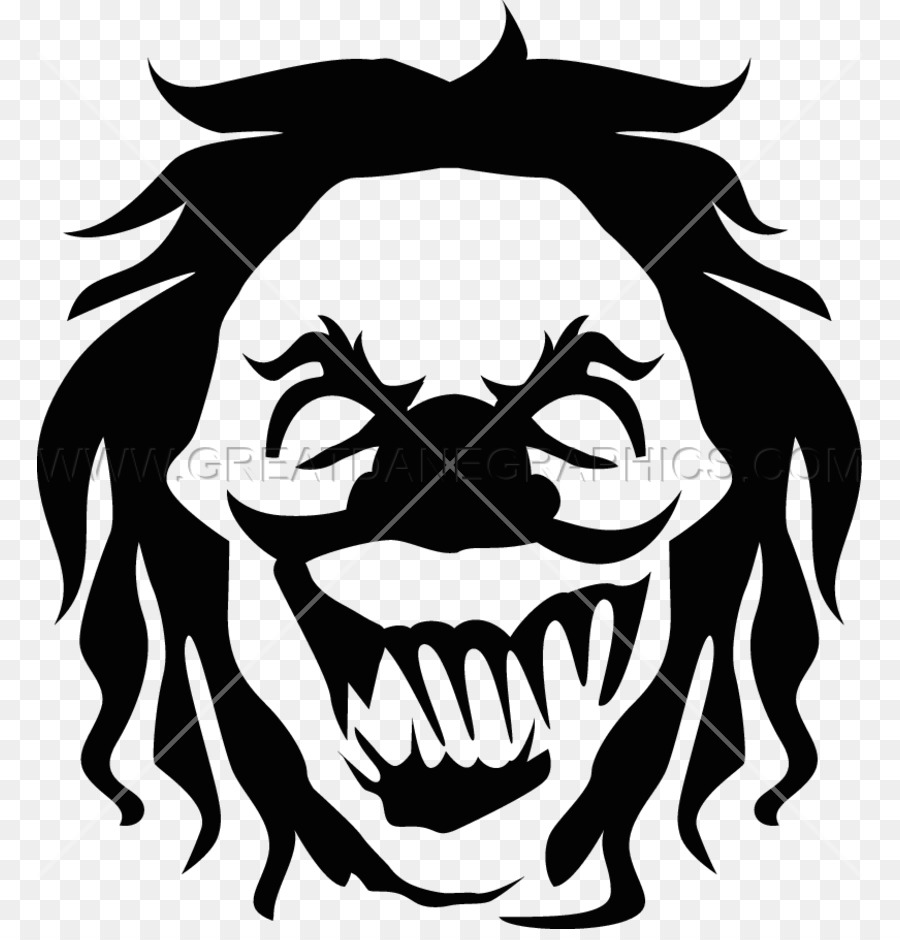 Black And White Visual Arts Evil Clown Clip Art - Scary Clown Black And White Clipart - HD Wallpaper 