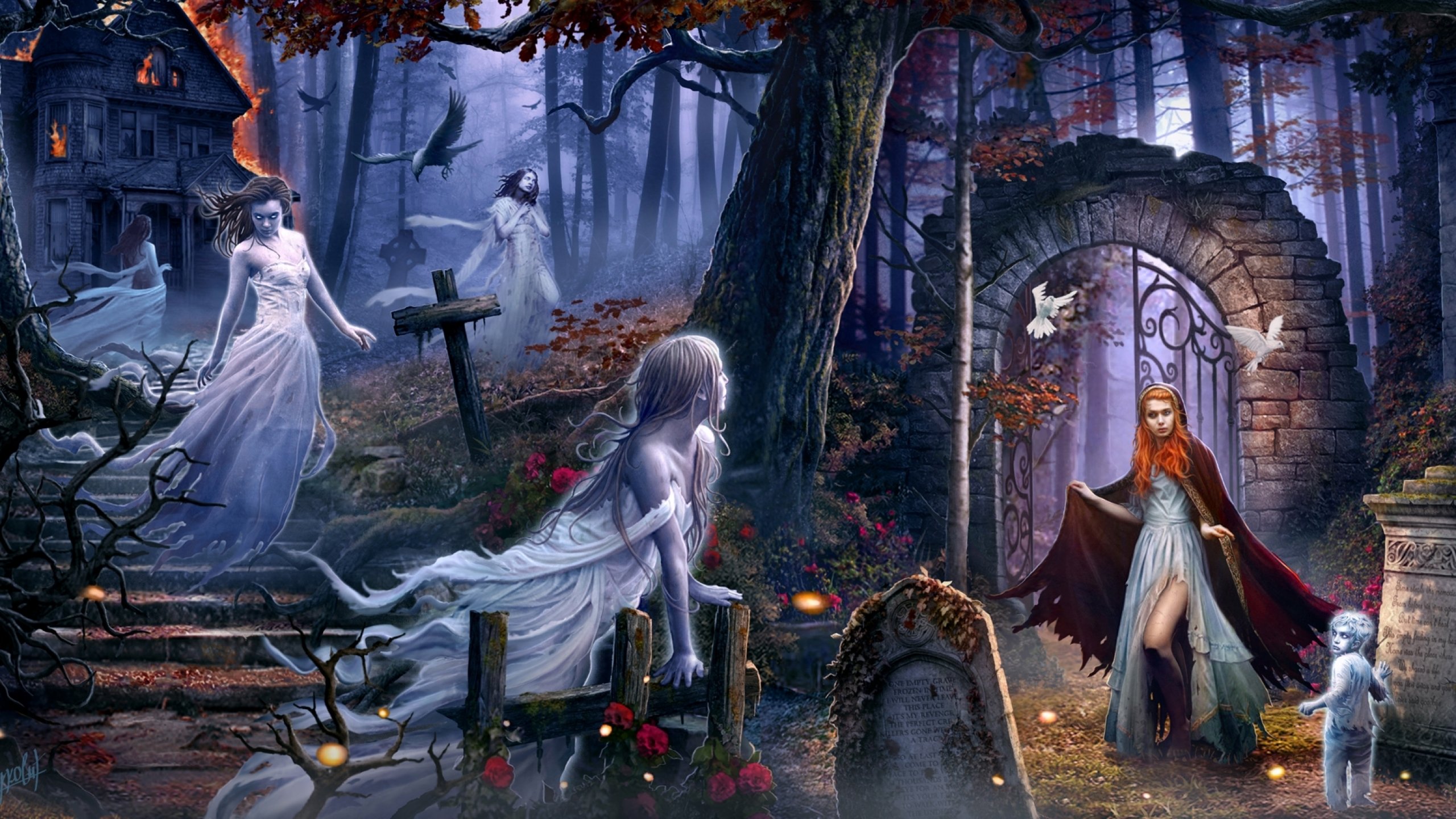 Halloween Fantasy Art - HD Wallpaper 