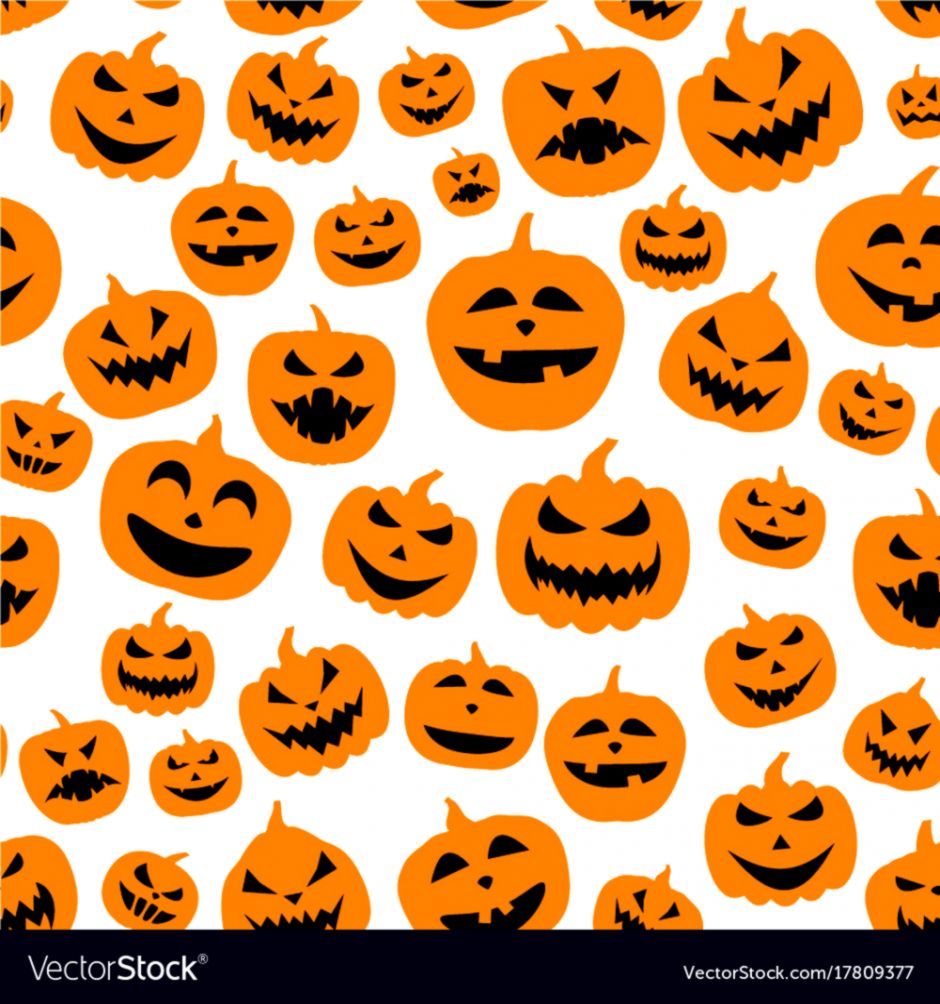 Seamless Halloween Pattern With Pumpkin Faces Vector - Pumpkin Faces For An Orange - HD Wallpaper 