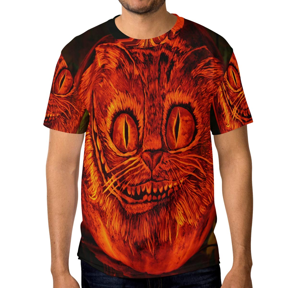 Halloween Abstract Cat Wallpaper Men S T Shirt Cool - T-shirt - HD Wallpaper 
