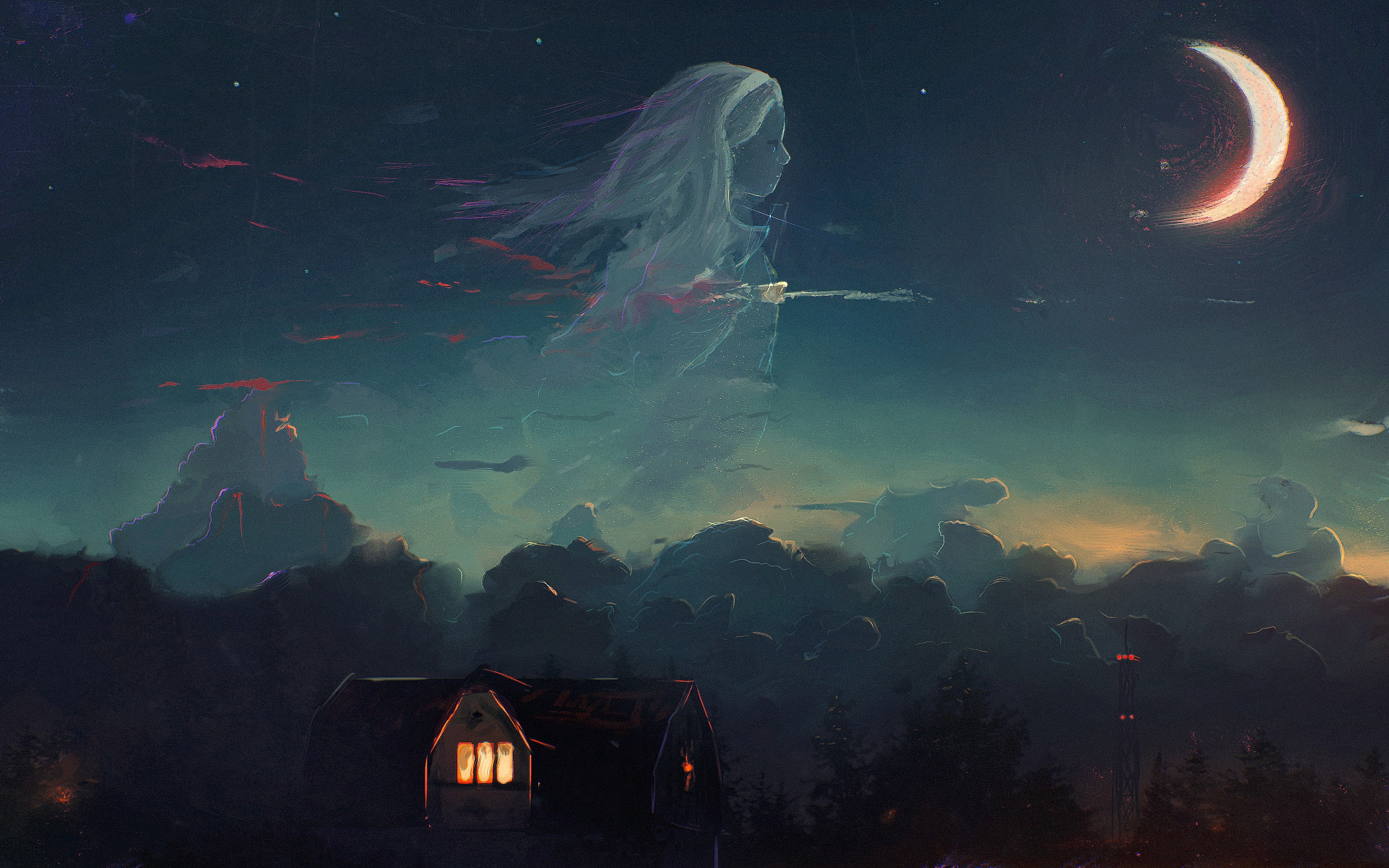 Moon Magic Fantasy Art - HD Wallpaper 