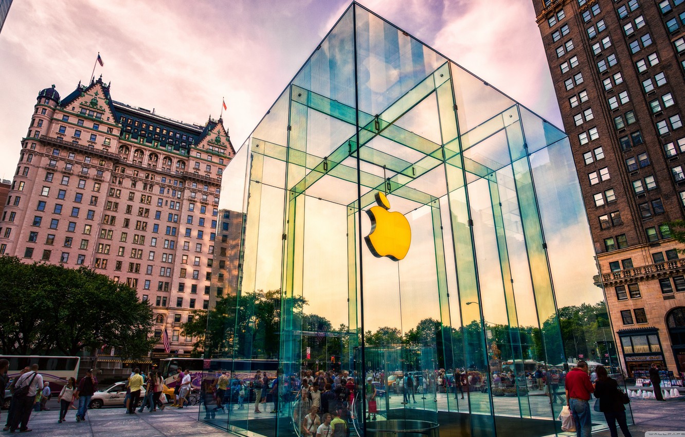 Photo Wallpaper Glass, Movement, People, Apple, Logo, - Apple Store Hd - HD Wallpaper 