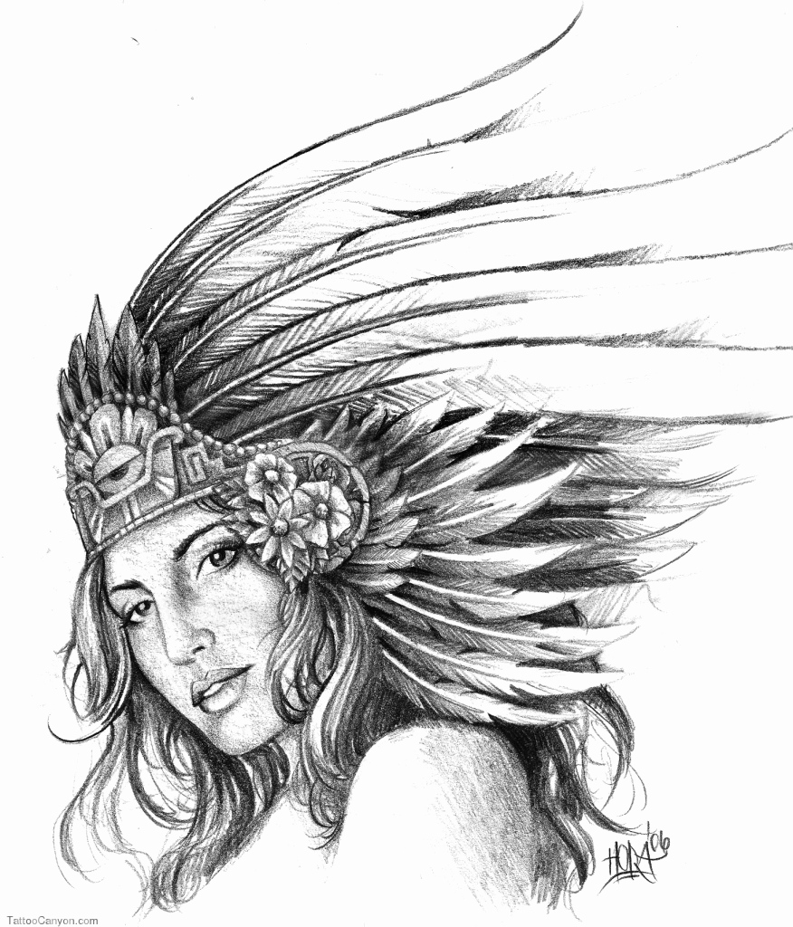 Lowrider Arte Drawings Decorate Lowrider Arte Drawings - Aztec Woman Drawing - HD Wallpaper 