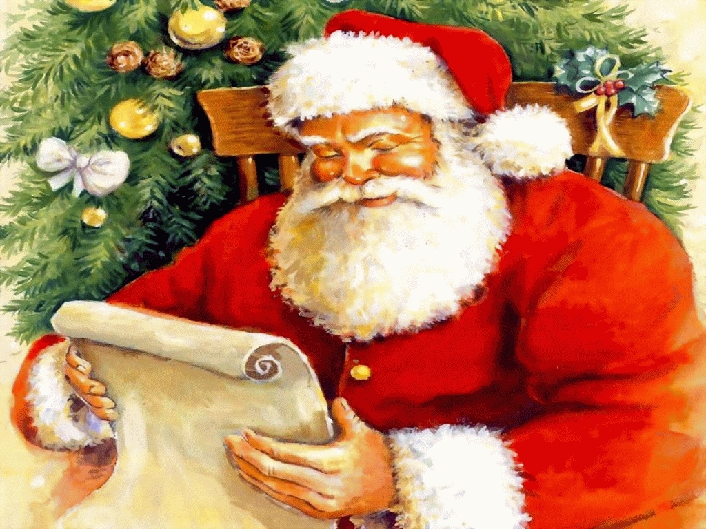 Santa S Checking His List - Draw Santa Claus Hard - HD Wallpaper 