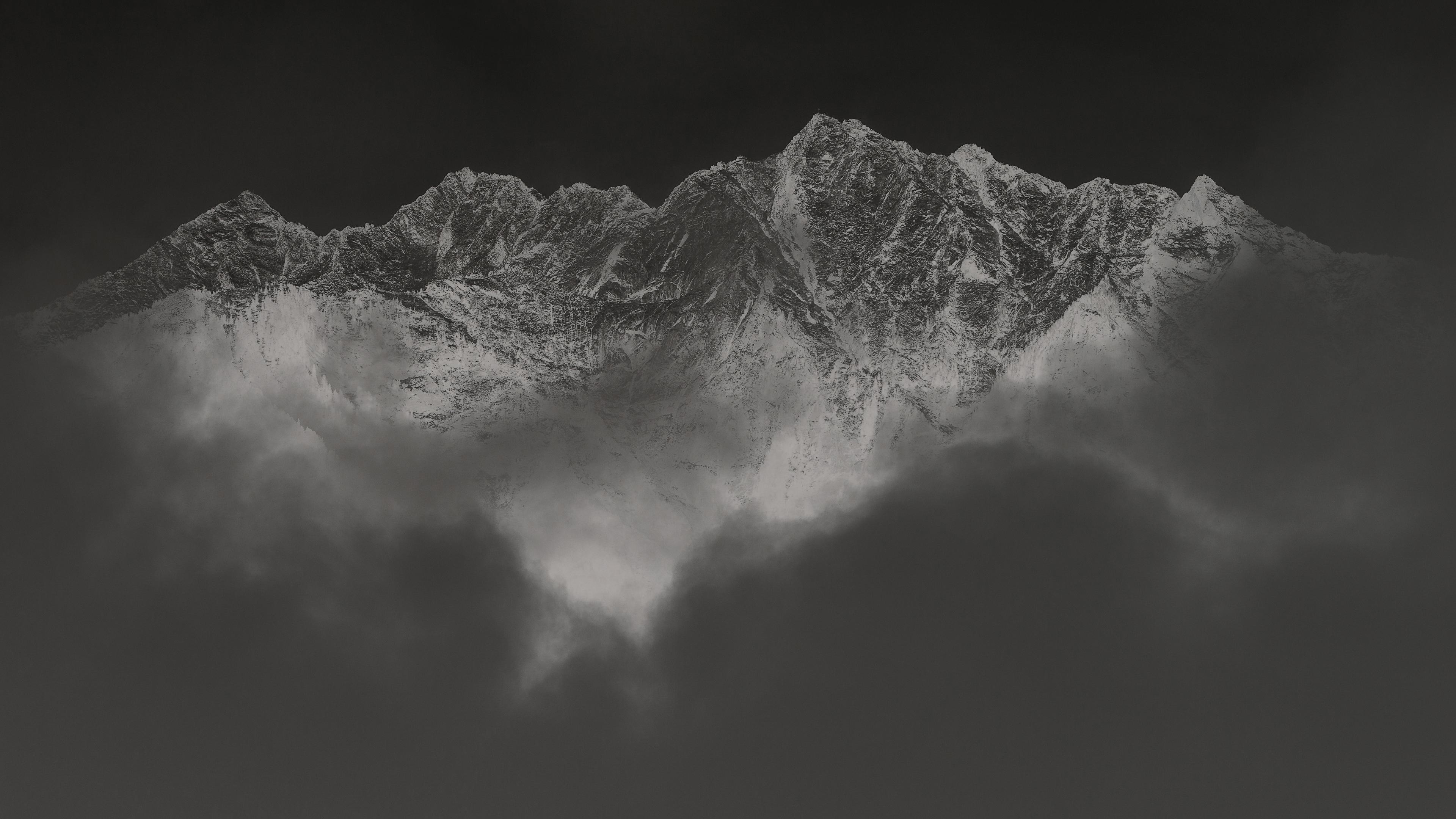 Inverted Black/white Mountains Wallpaper - 4k Black And White - HD Wallpaper 