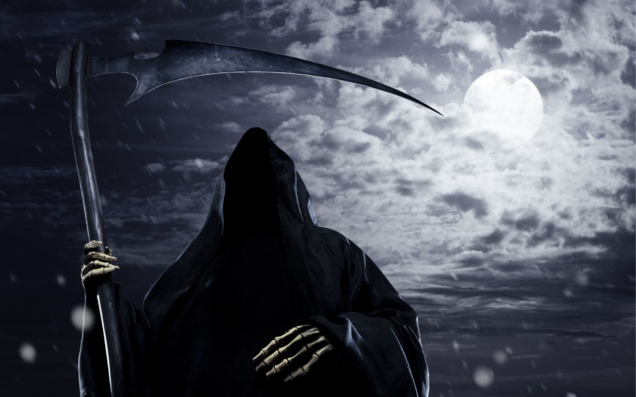Grim Reaper, Horror, Scythe, Scary, Full Moon, Terrible, - Dark Grim Reaper - HD Wallpaper 