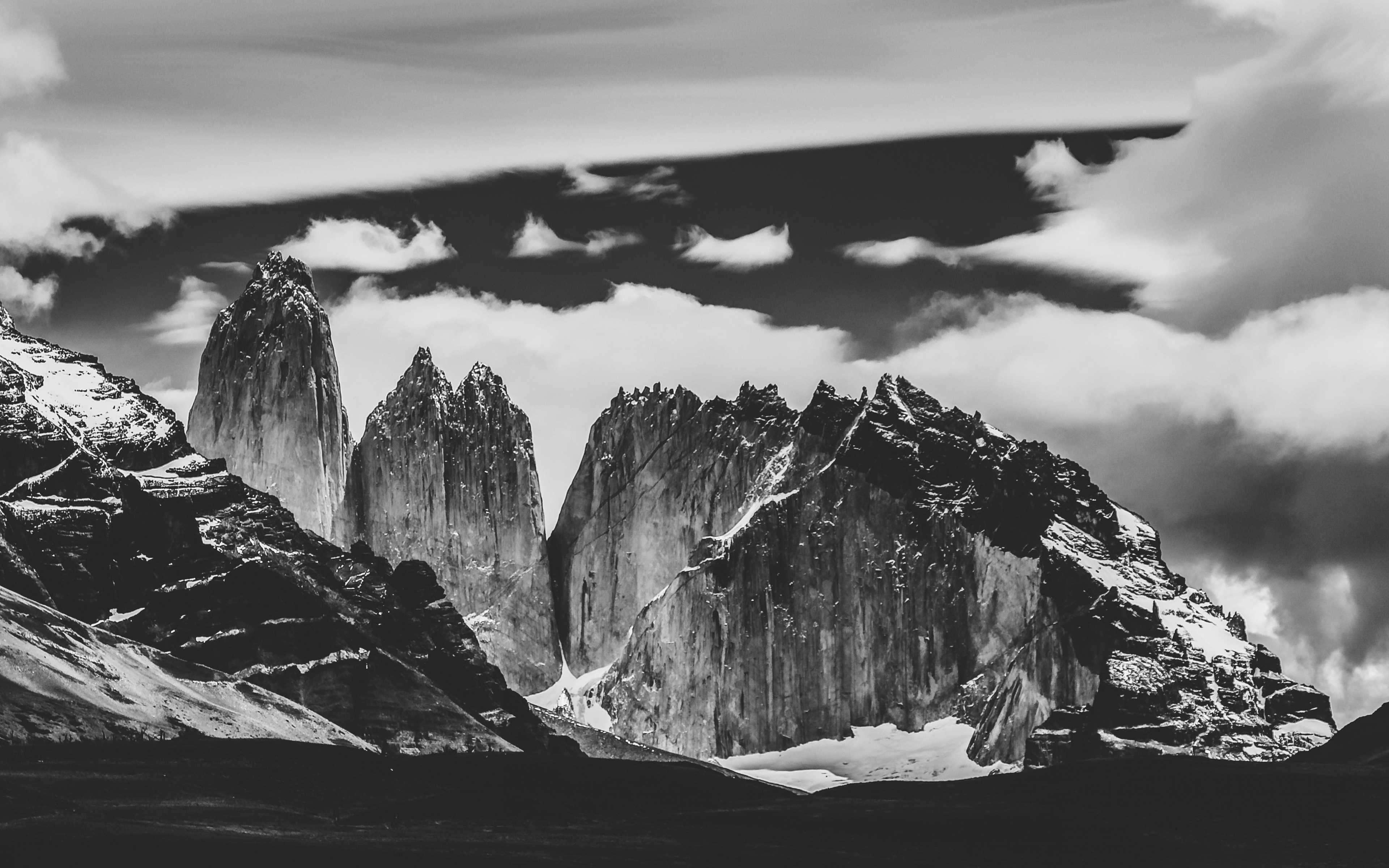 Torres Del Paine National Park, Mountains, Black And - Mountains Black And White - HD Wallpaper 