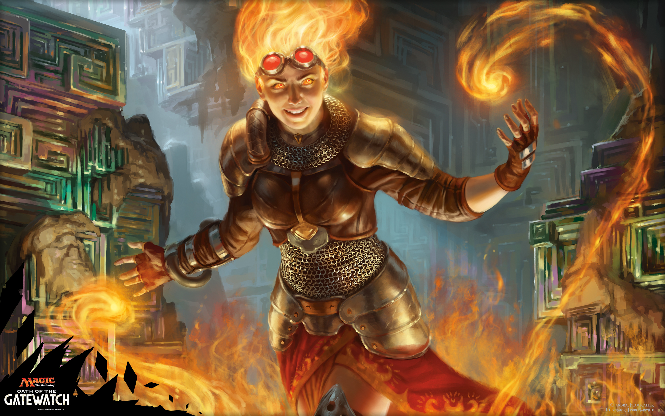 Oath Of The Gatewatch Wallpaper - Chandra Flamecaller Art - HD Wallpaper 