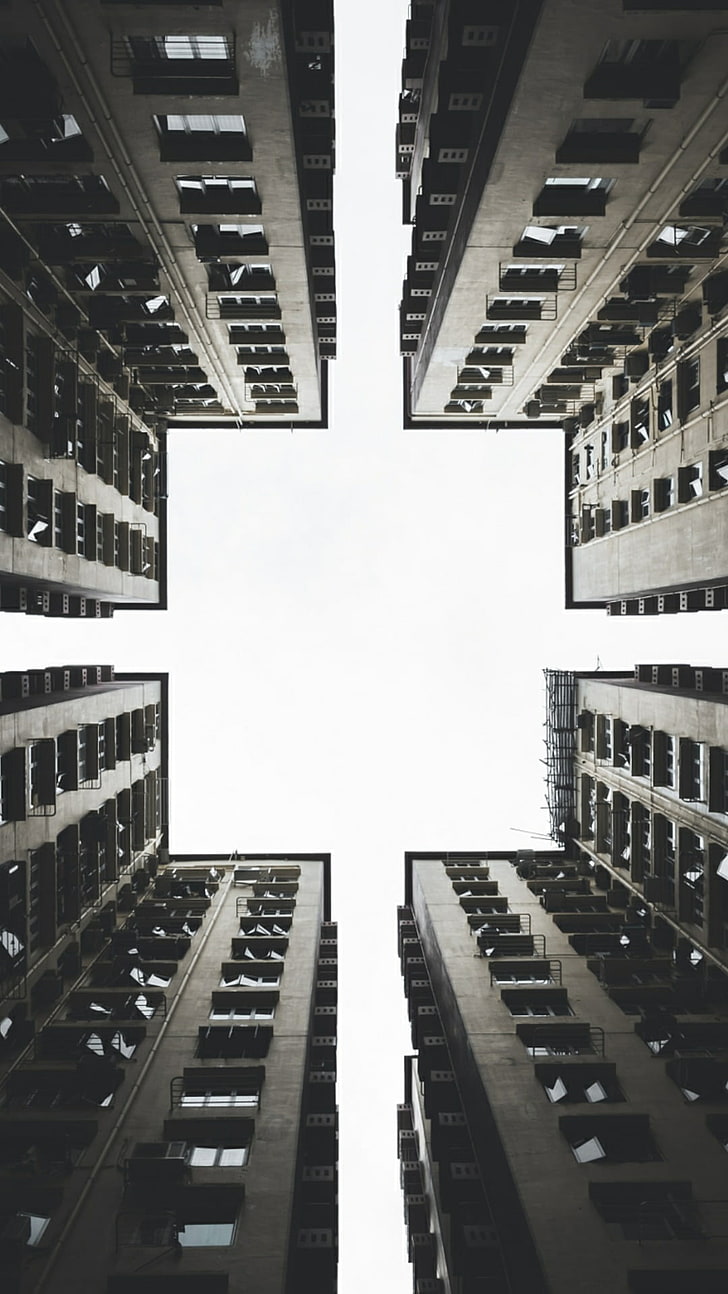 Gray Concrete Buildings, Photography, Architecture, - Architecture Black And White Portrait - HD Wallpaper 