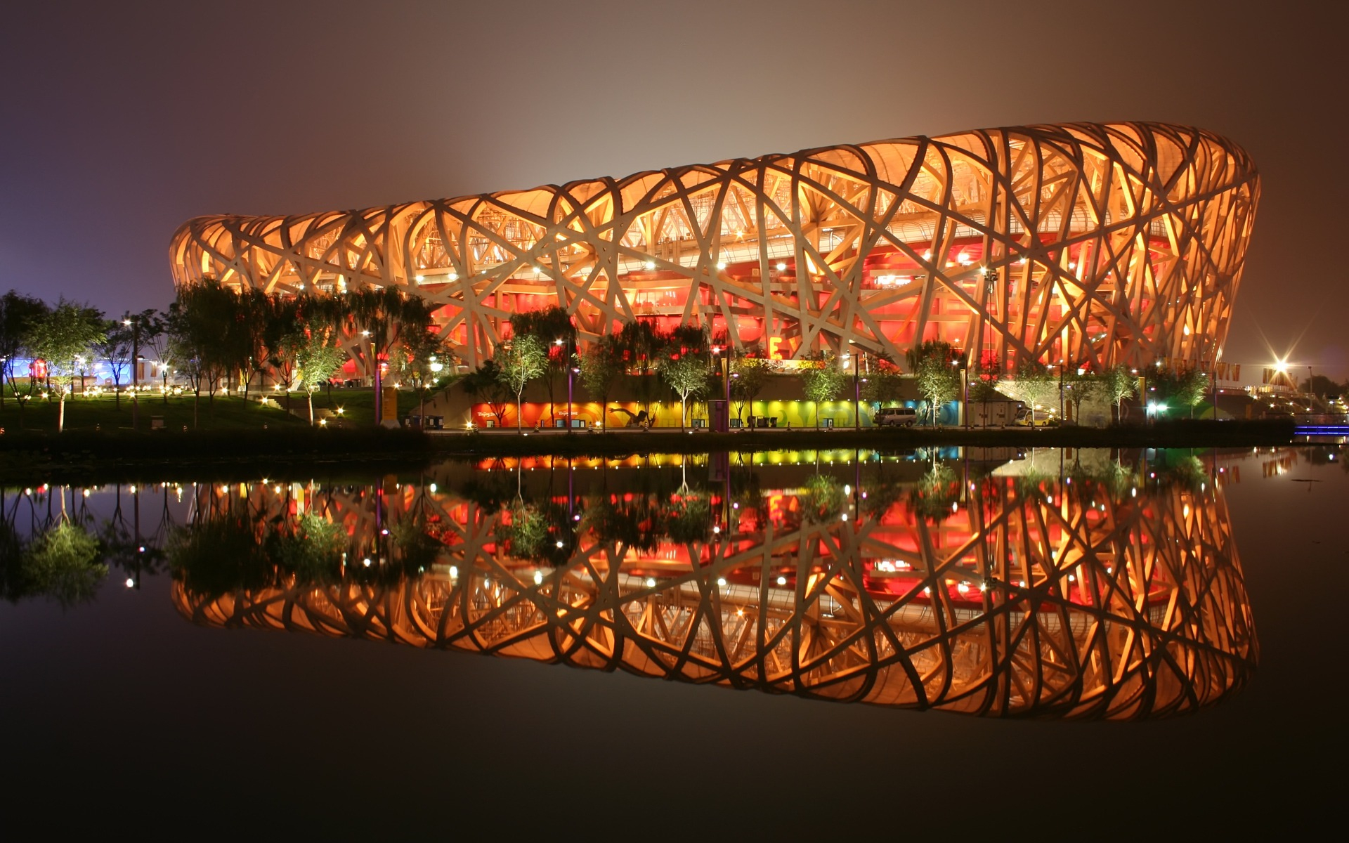 Architecture Hd Wallpapers Backgrounds - Bird's Nest Stadium - HD Wallpaper 