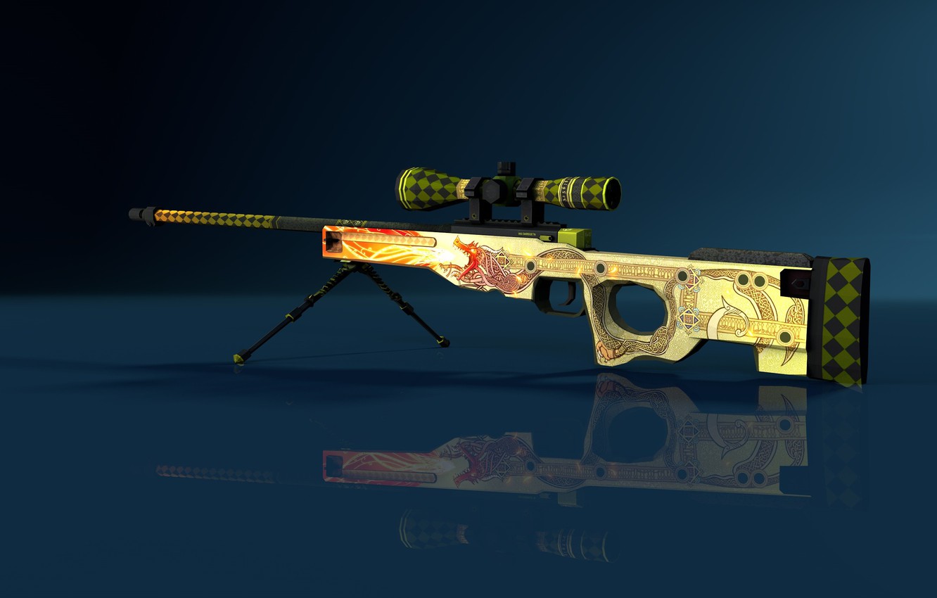 Photo Wallpaper Gun, Game, Weapon, Sniper, Counter - Awp Dragon Cs Go - HD Wallpaper 