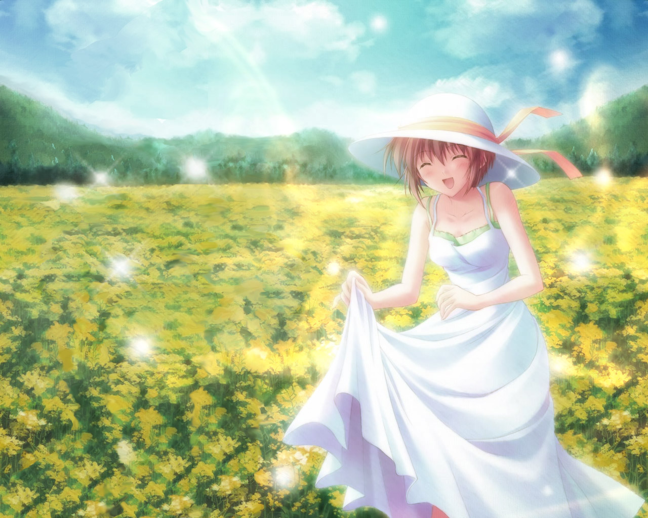Spring Girl Windows 7 Scenery Wallpaper - Anime Niña Primavera - HD Wallpaper 