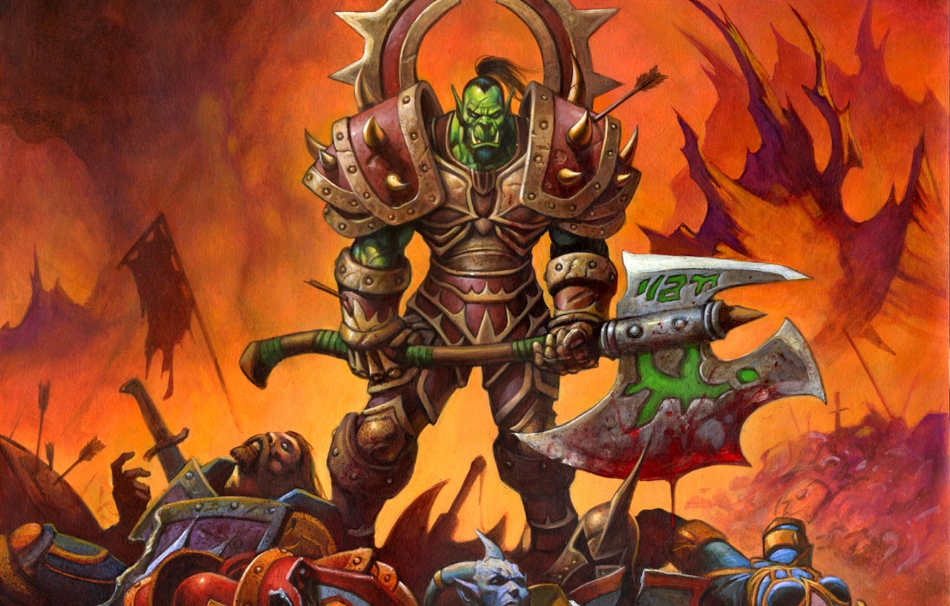 Photo Wallpaper Weapons, War, Victory, Blood, Warrior, - Orc World Of Warcraft Horde - HD Wallpaper 