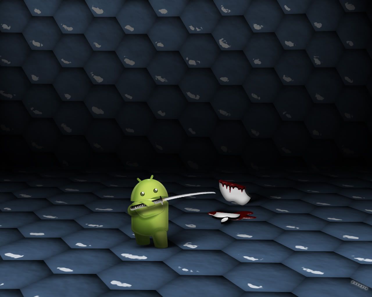 Awesome Android Vs Apple - HD Wallpaper 