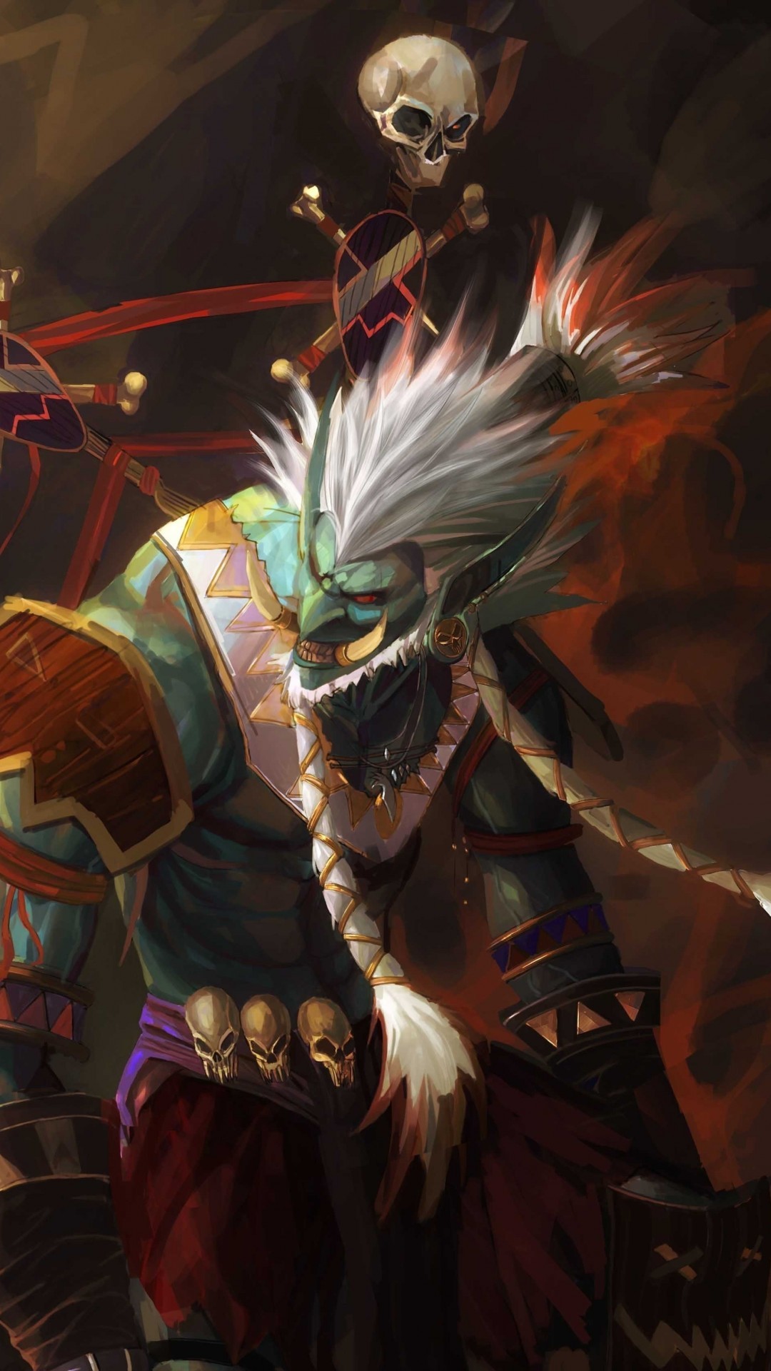 World Of Warcraft, Artwork, Skulls, Troll Shaman - World Of Warcraft Troll Shaman - HD Wallpaper 