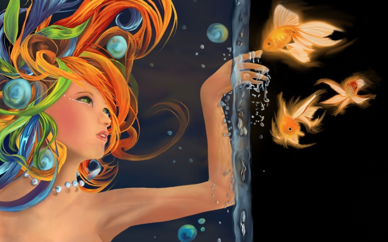 New Friendship Wallpapers - Девушка Рыбки - HD Wallpaper 