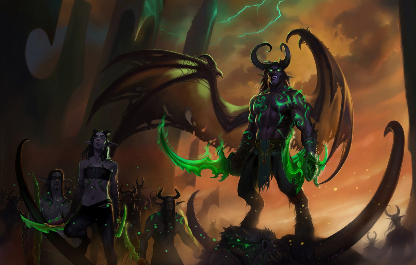 Photo Wallpaper World Of Warcraft, Warcraft, Wow, Art, - Illidan Art - HD Wallpaper 