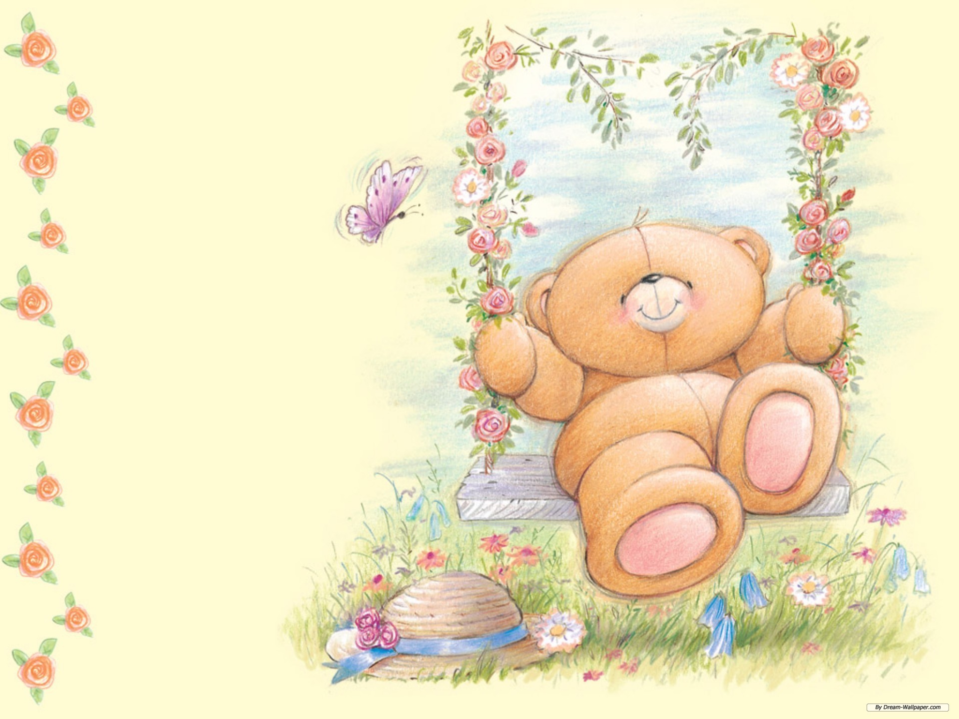 Free Cartoon Wallpaper - Cute Teddy Bear Cartoon - HD Wallpaper 