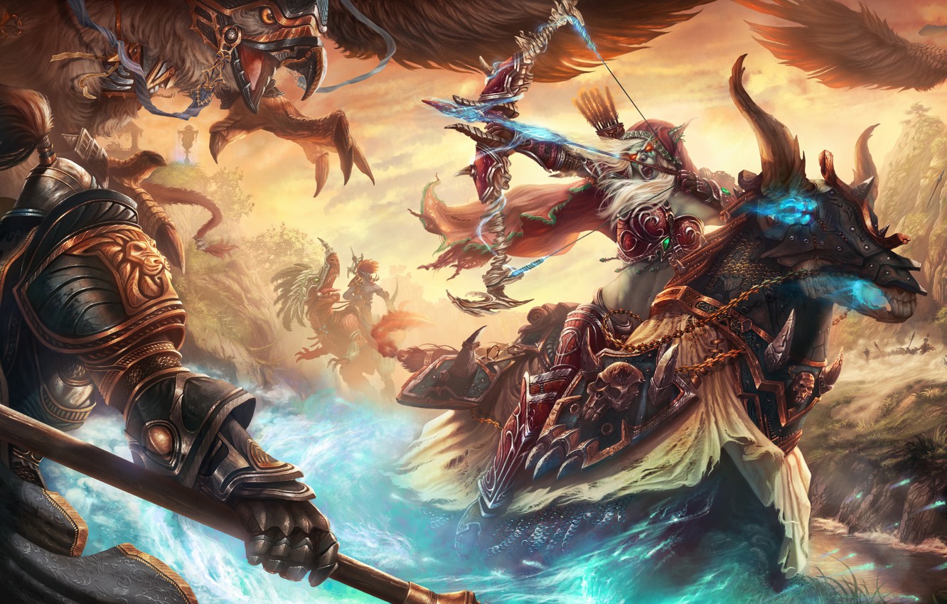 Photo Wallpaper Horse, Armor, Bow, Wow, Alliance, Blizzard, - World Of Warcraft Alliance Art - HD Wallpaper 