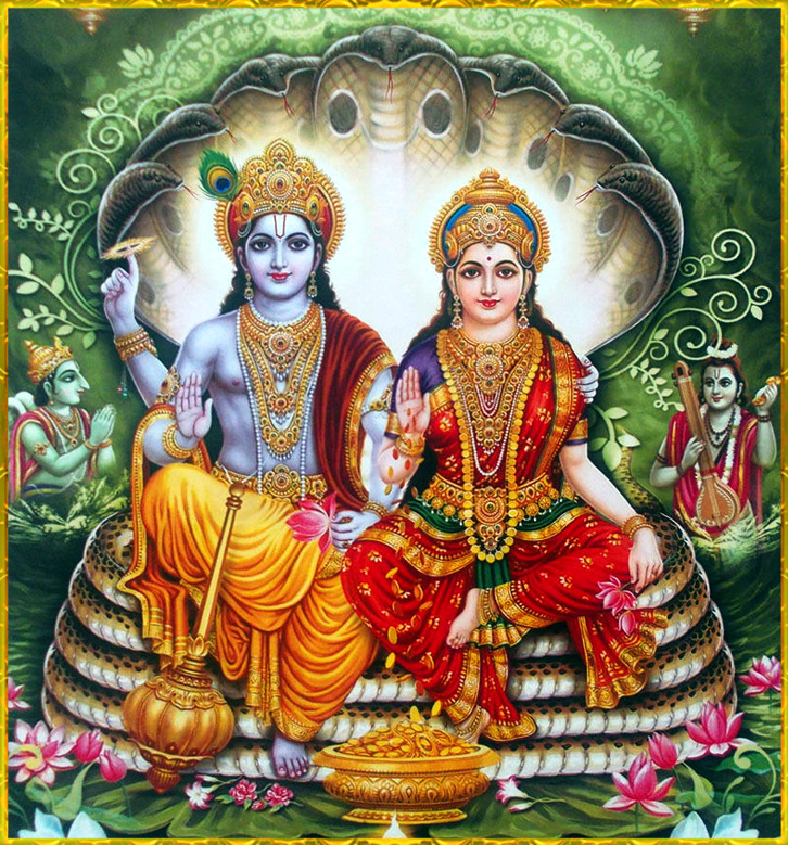 Vishnu Laxmi Hd Wallpaper New - Lord Vishnu And Goddess Lakshmi - HD Wallpaper 