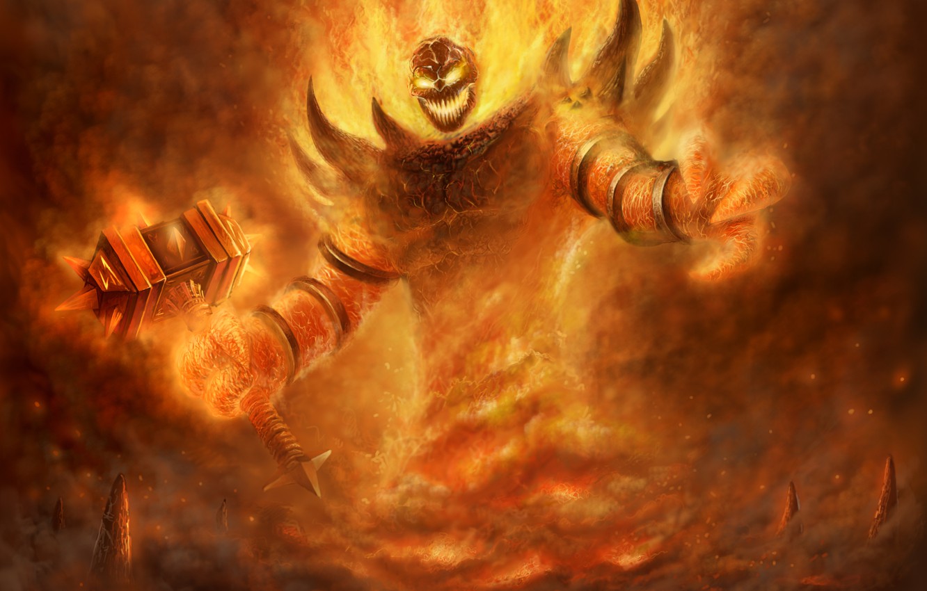 Photo Wallpaper Wow, World Of Warcraft, Wwii, Ragnaros, - World Of Warcraft Wallpaper Ragnaros - HD Wallpaper 