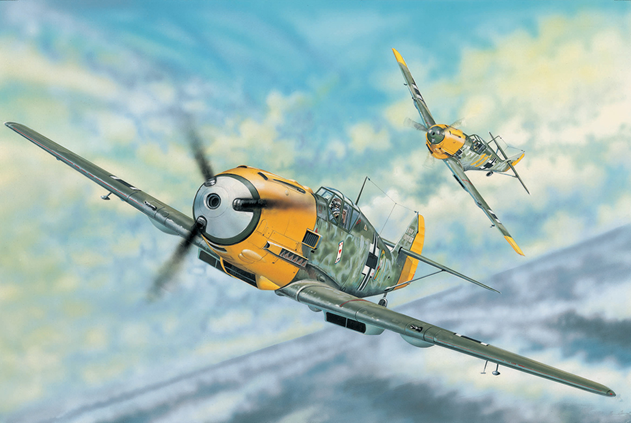 Paintings Of Bf 109 - HD Wallpaper 