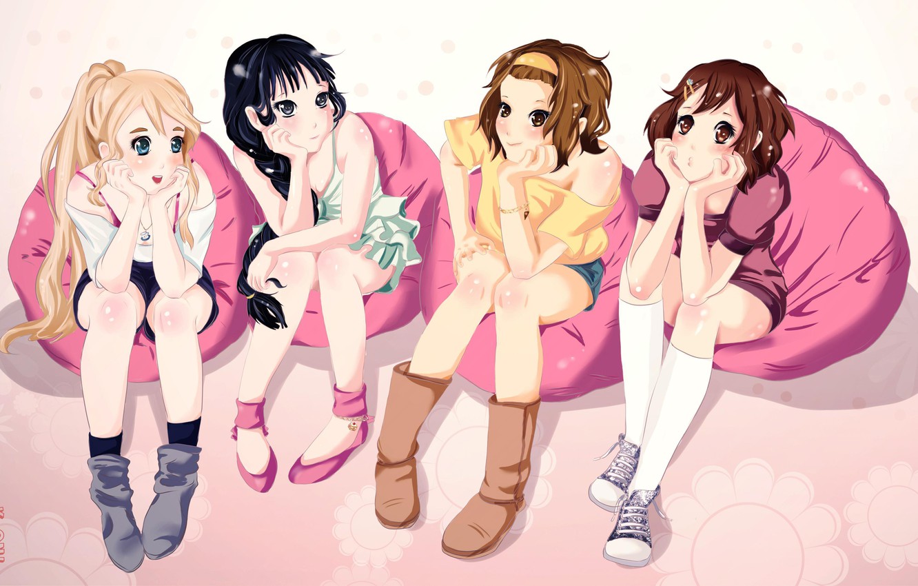 Photo Wallpaper Group, Anime, Girl, Friends, Mio Akiyama, - HD Wallpaper 
