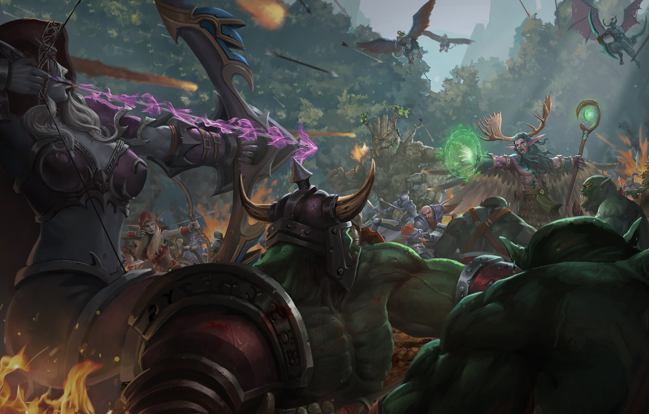 Photo Wallpaper People, Elves, Battle, Wow, Alliance, - Wow War Of The Thorns Fanart - HD Wallpaper 