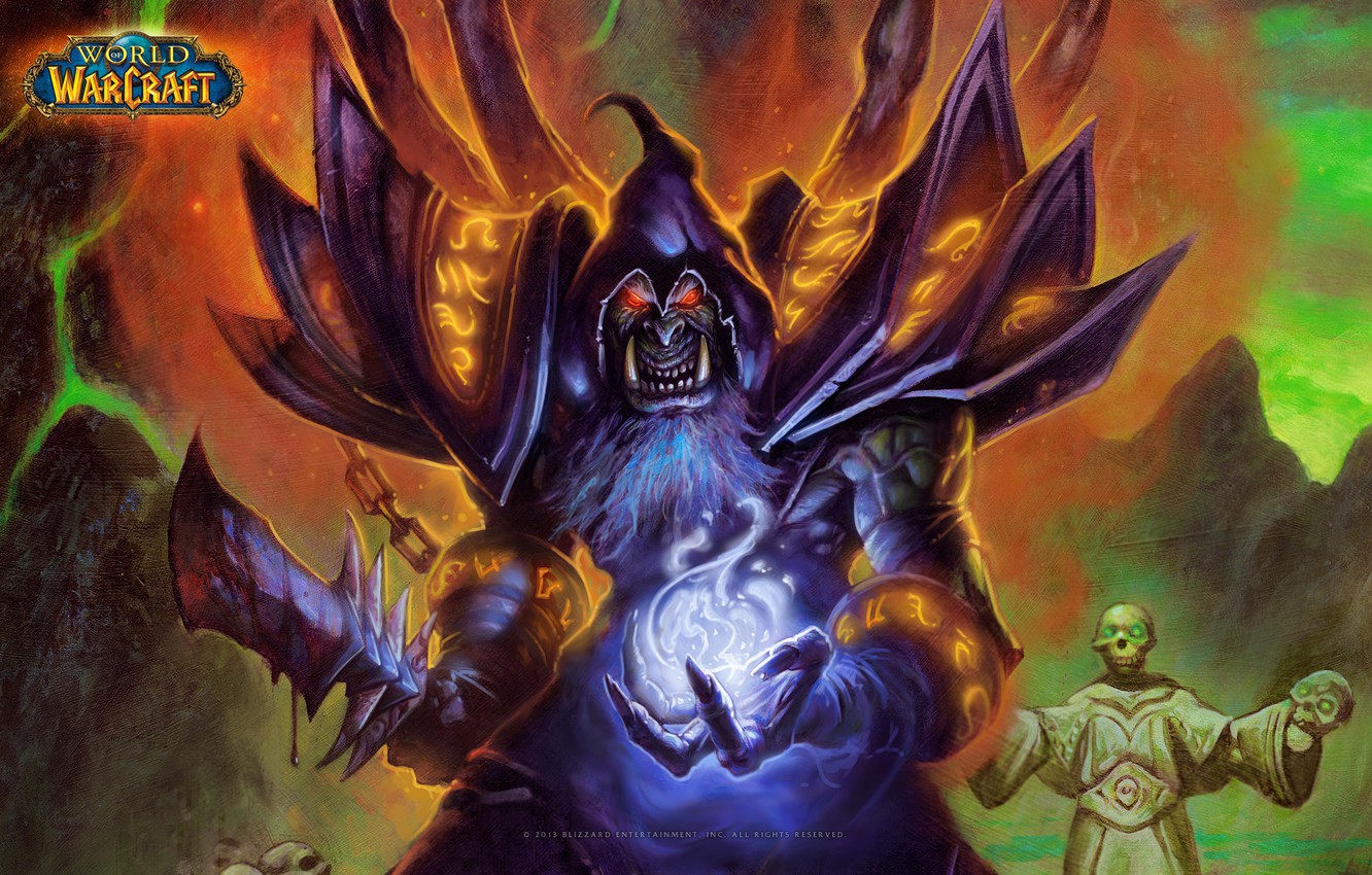 Photo Wallpaper The Demon, Demon, Orc, World Of Warcraft, - Warlock Wallpaper Hearthstone - HD Wallpaper 