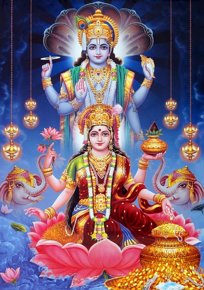 Vishnu And Lakshmi - HD Wallpaper 